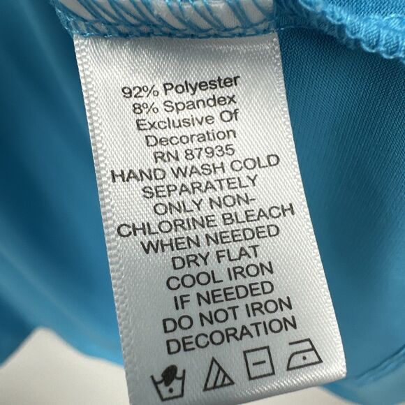 Susan Graver 3X Liquid Knit Top Blue Floral Short Sleeve V-Neck - Picture 7 of 9